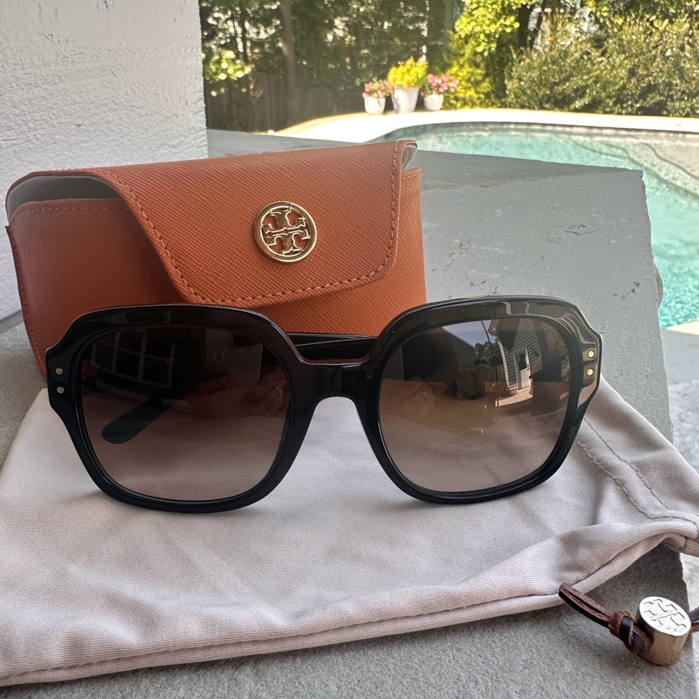 Tory Burch Black Sunglasses with Orange Case